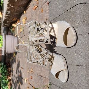 Shimmer gold strappy heels